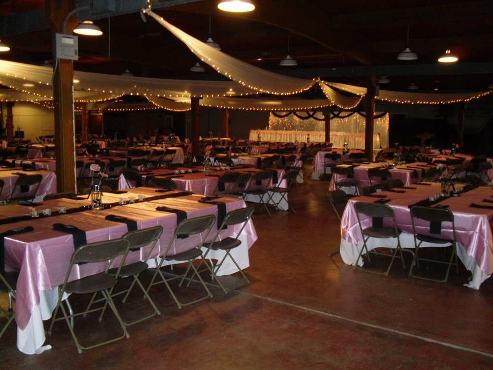 Interior photo of the Family Living Center decorated for an upcoming event. 